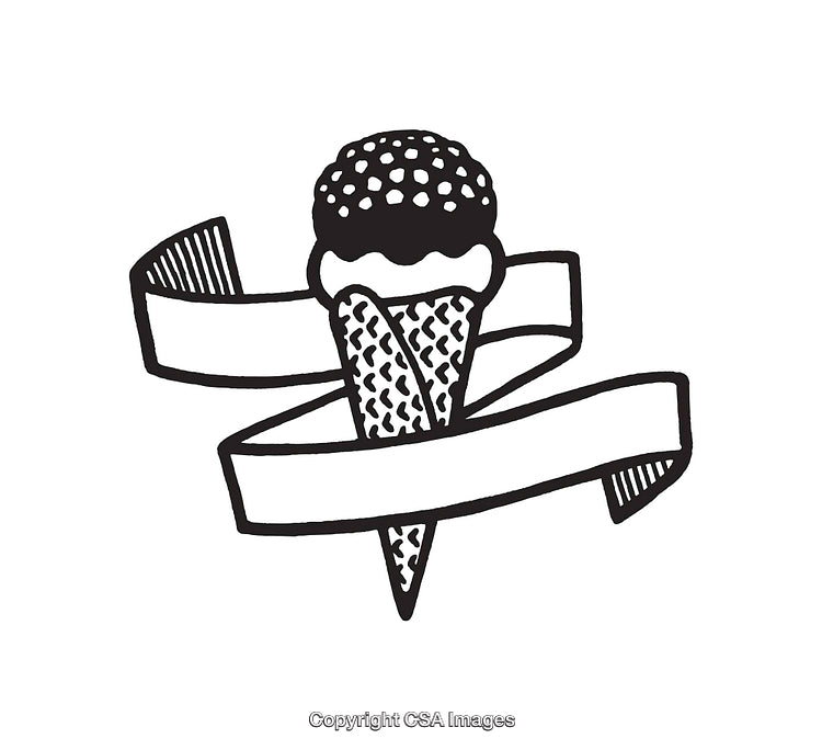 Hand-Drawn Ice Cream with Blank Banner for Customization