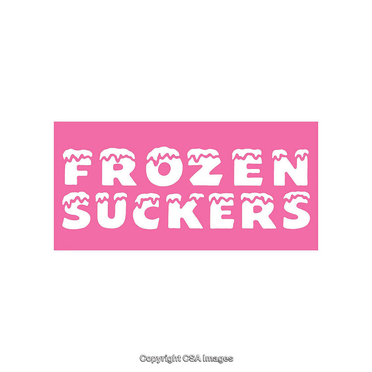 Vibrant Typography Design Featuring Frozen Suckers Label on a Pink Background