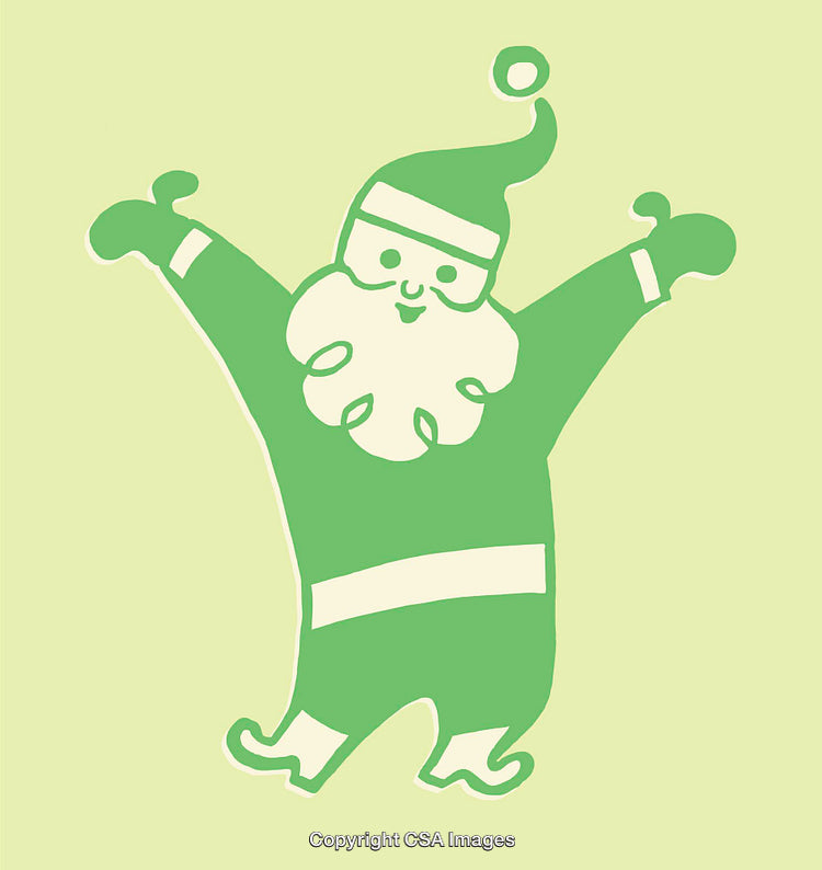 Color Line Art of Santa Claus on a Light Green Background