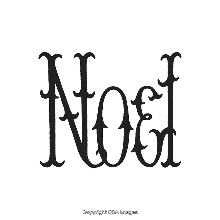 Stylized Black Serif Typography Spelling Noël with Elegant Accents