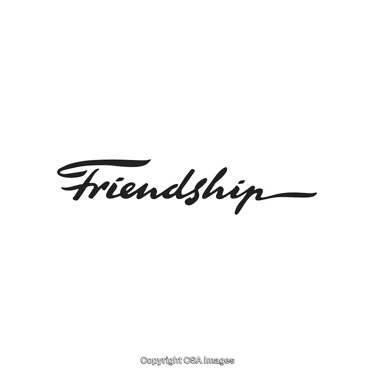 Elegant Calligraphy of the Word Friendship on a White Background