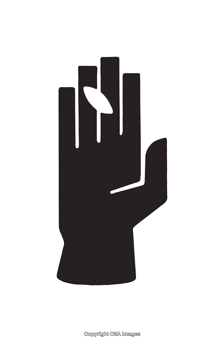Minimalistic Black Hand Icon with Unique Geometric Shape in the Center