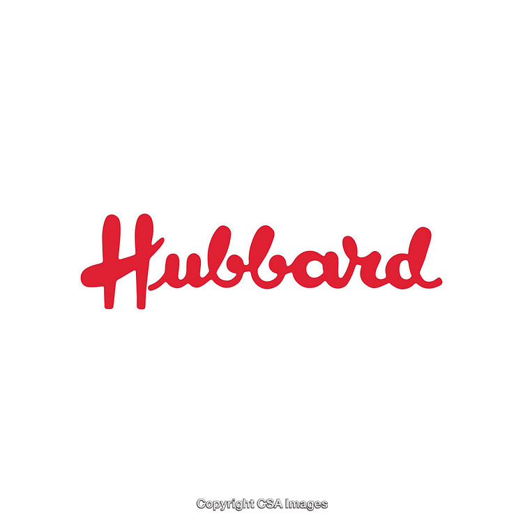 Hubbard Logo in Red Cursive Font on a White Background