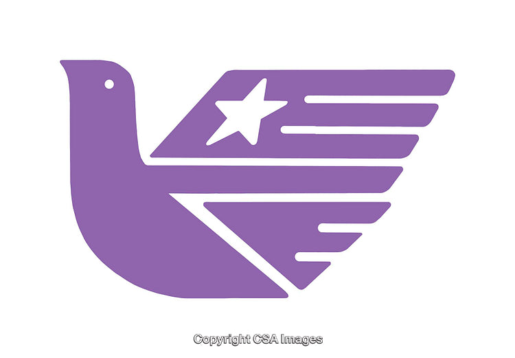 Purple Bird Icon with Star and Wing Stripe Design