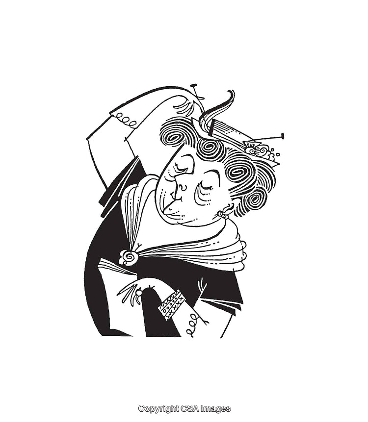 Black and White Line Art of a Woman in a Graceful Pose