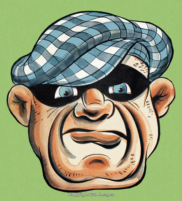 Illustration of a Character in a Checkered Cap and Mask on Green Background