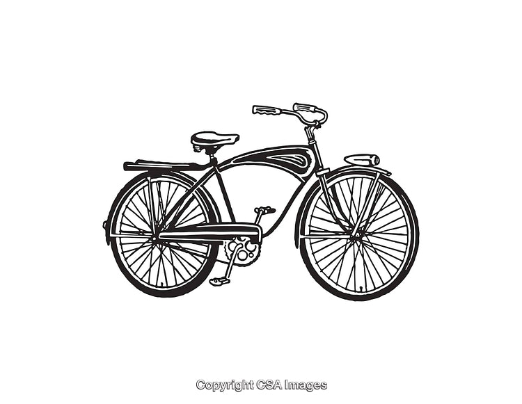Vintage Bicycle Illustration in Black and White Line Art