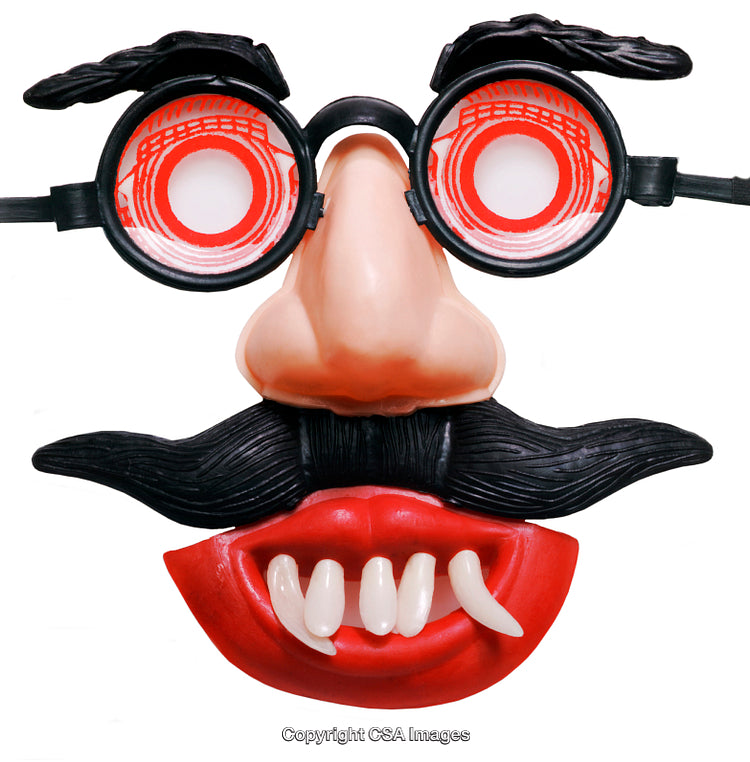 Funny Plastic Mask with Glasses and Fake Mustache for Costumes