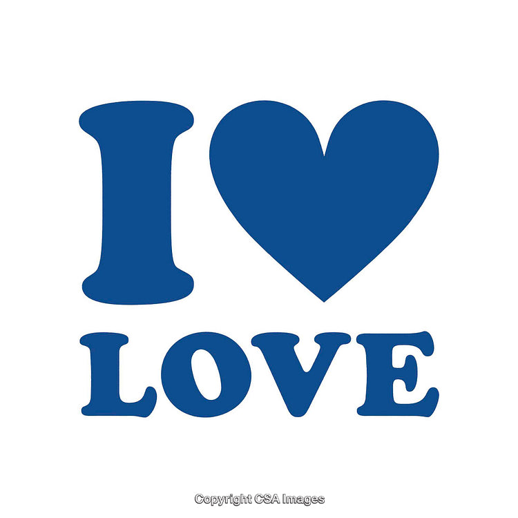 Blue Heart Symbol With Text Expressing Love and Affection on White Background