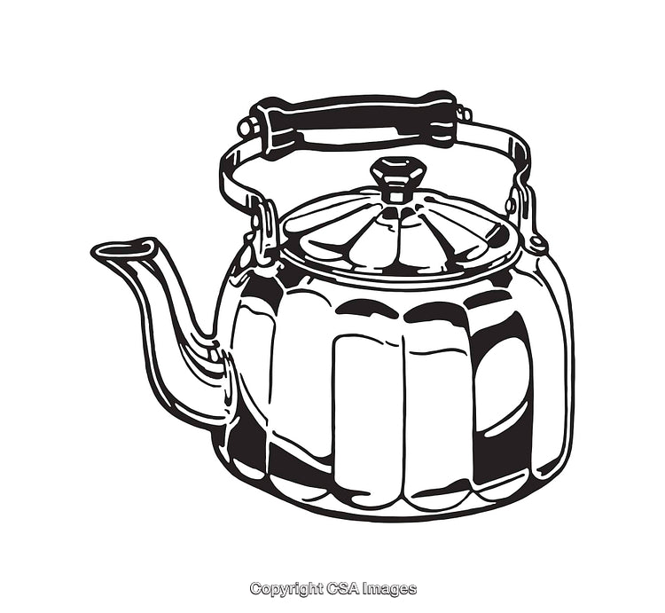 Black and White Line Art of a Traditional Teapot Illustration