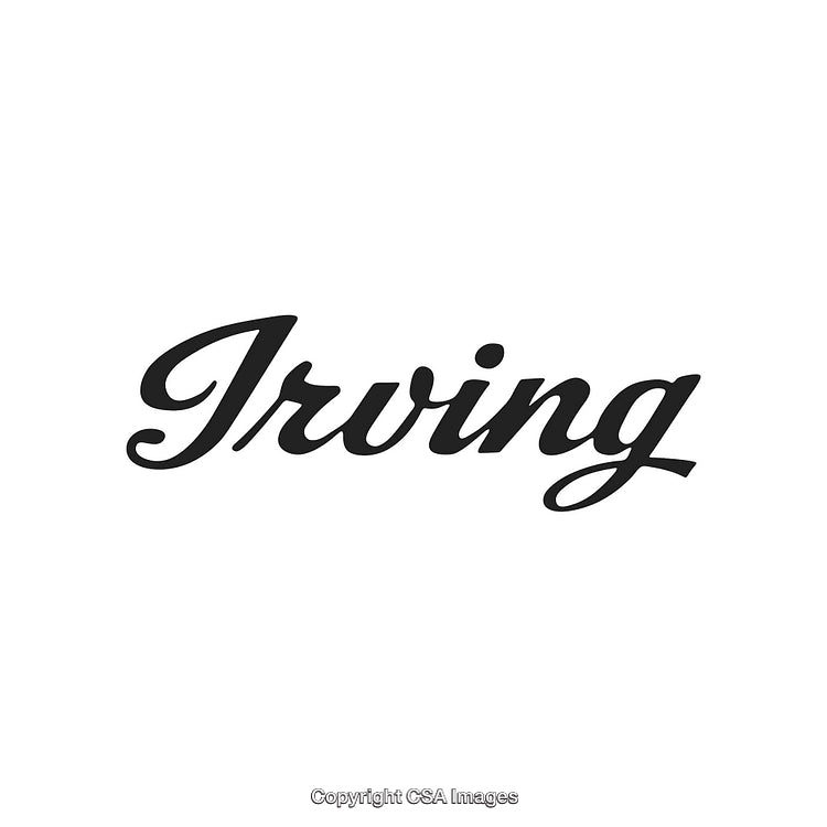 Elegant Cursive Black Text Reading Irving on a Neutral Background
