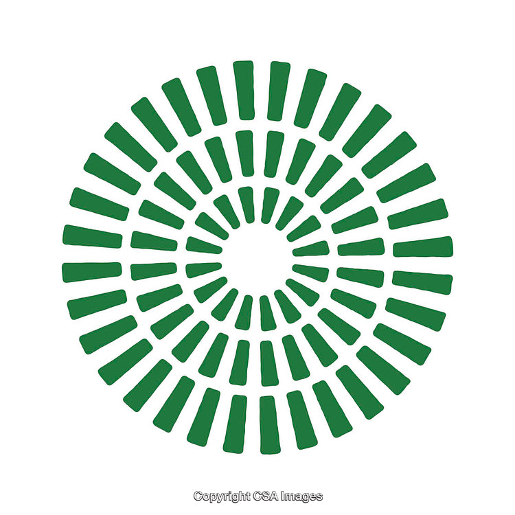 Green Circular Abstract Spiral Design on a White Background