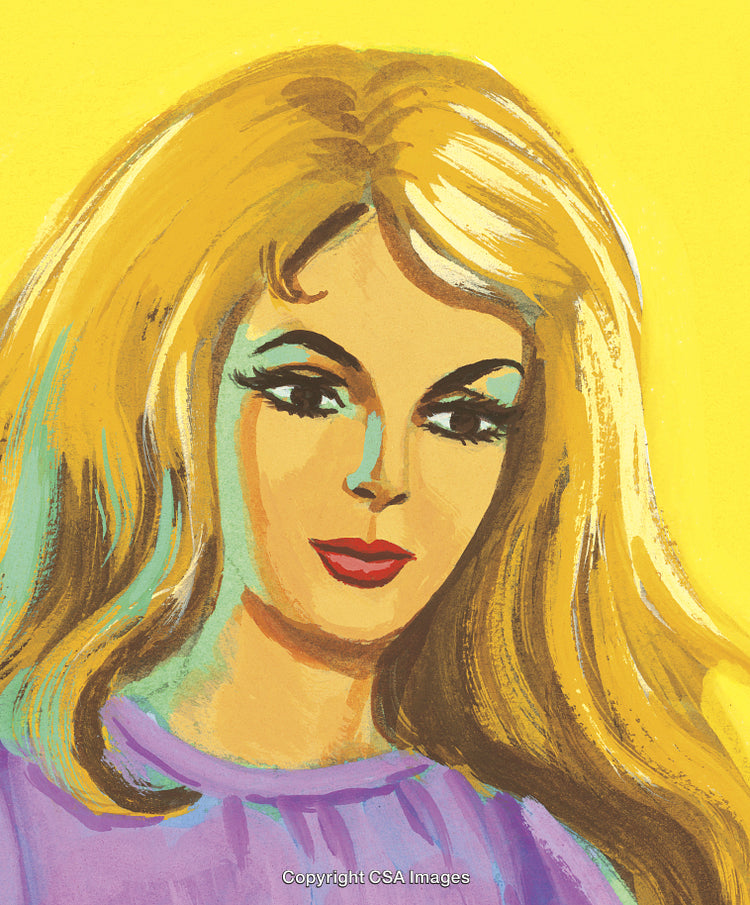 Vibrant Portrait Of A Woman With Golden Hair Against A Yellow Background