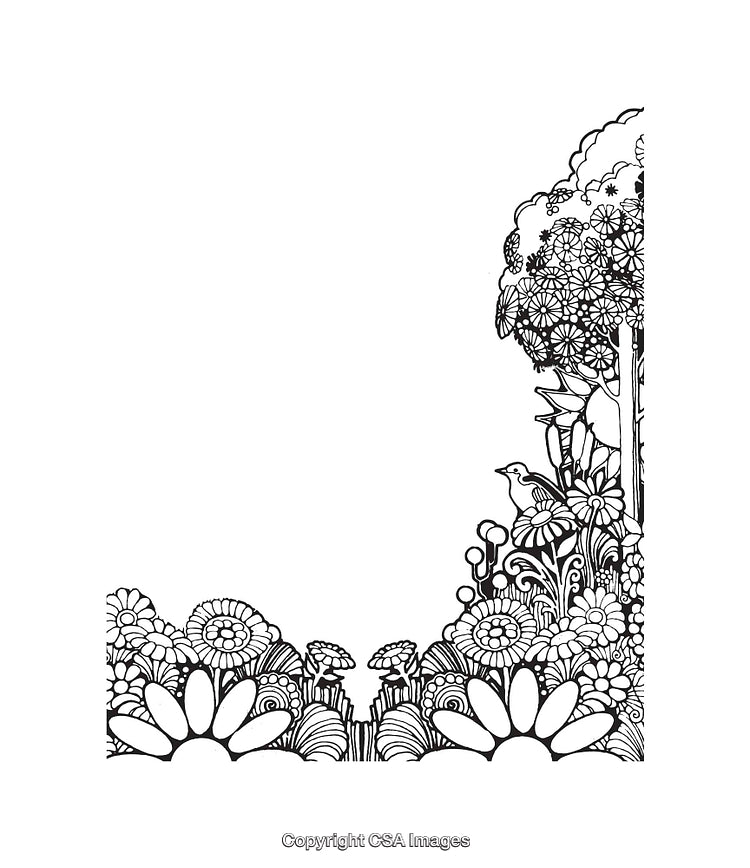 Intricate Black and White Floral Line Art With Natural Symmetry