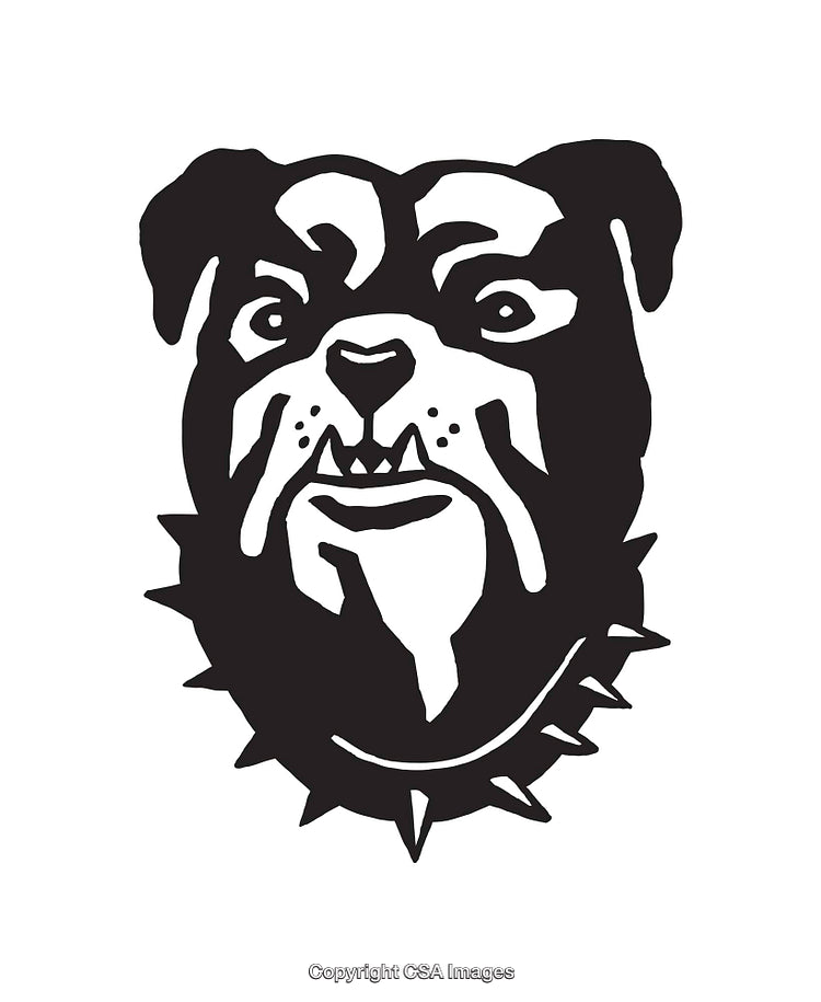 Black and White Illustration of a Tough Bulldog Icon