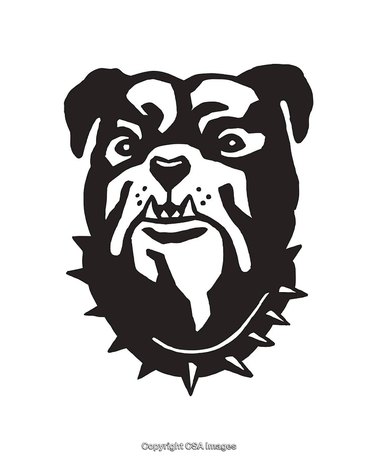 Black and White Illustration of a Tough Bulldog Icon