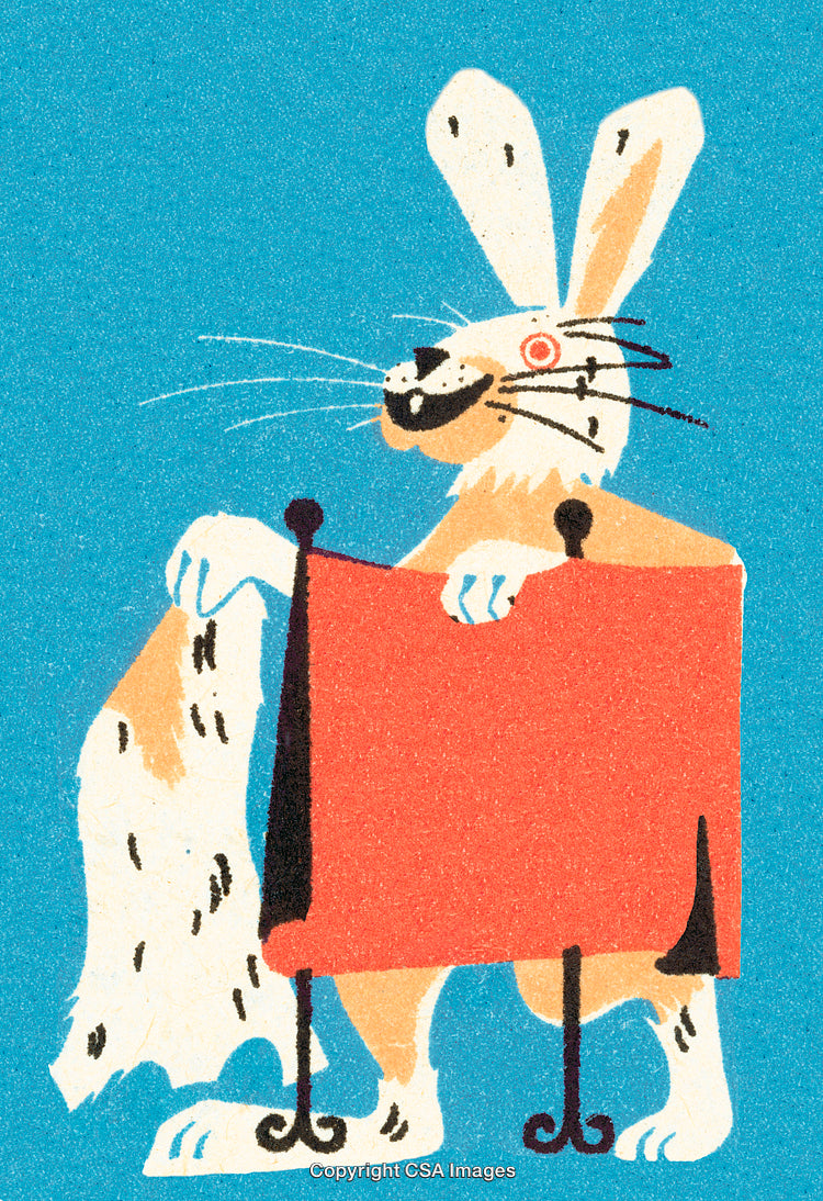Illustration of a Cheerful Rabbit with a Red Towel and Blue Background