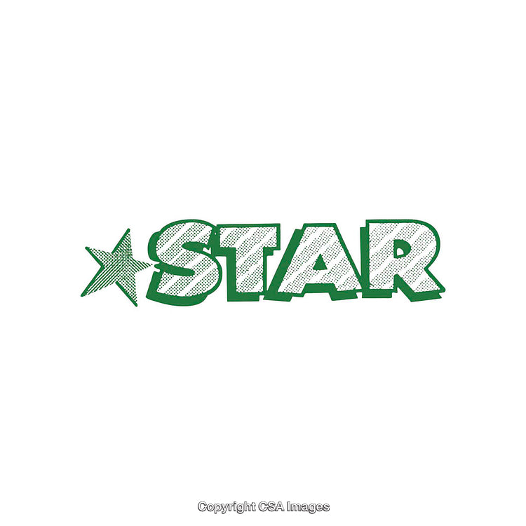 Green Digital Star Text Design with Stylish Artistic Typography