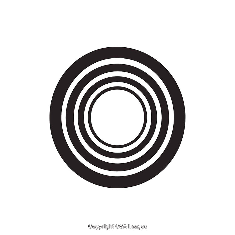 Abstract Black Circular Pattern Representing the Letter O on White Background