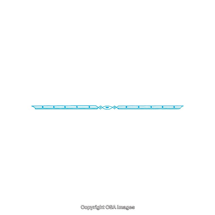 Blue Decorative Divider Line With Symmetrical Ornamental Design On White Background