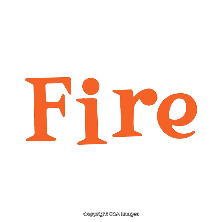 Orange 'Fire' Text on a White Background in Bold Font