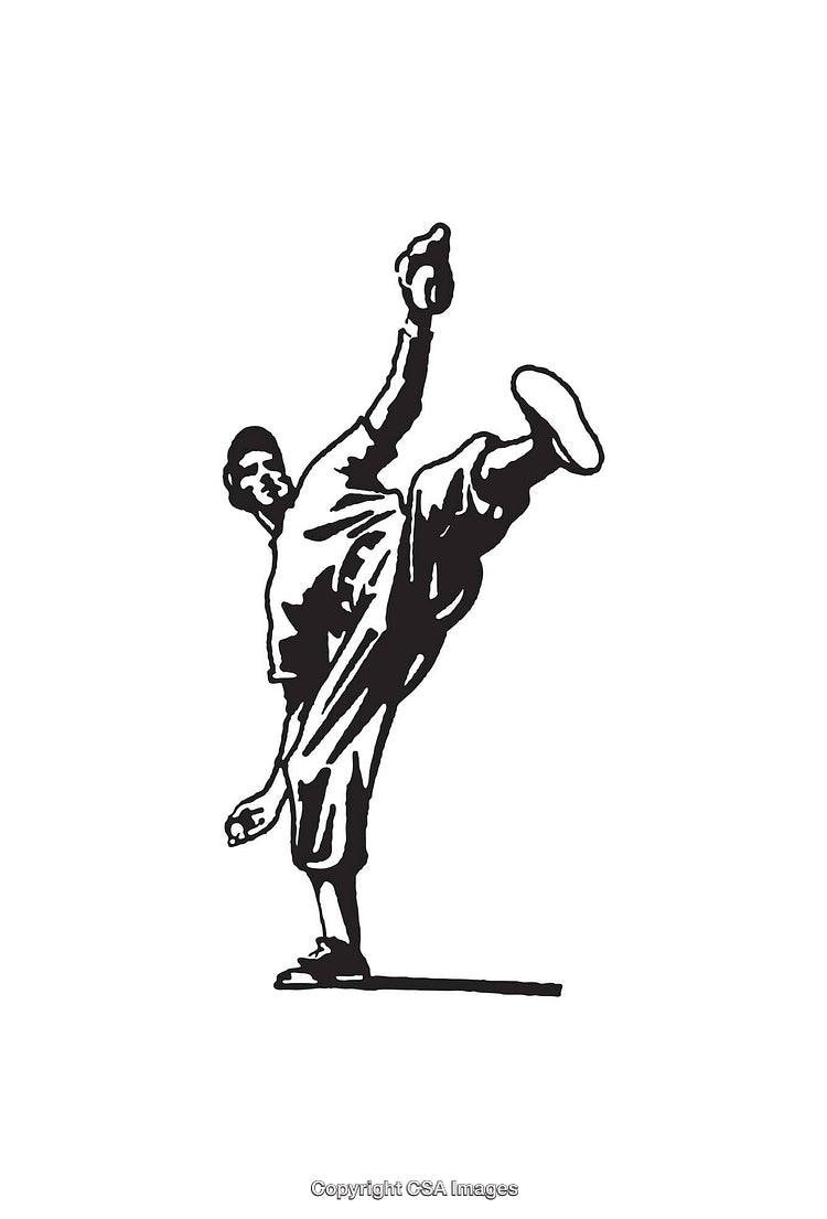 Dynamic Black and White Illustration of a Sporty Action Pose