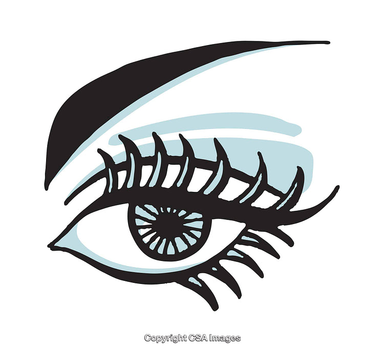 Stylized Illustration of an Eye With Artistic Details and Bold Colors