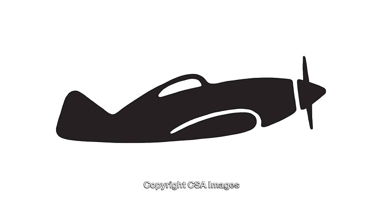Silhouette Icon of a Vintage Airplane with Propeller Design