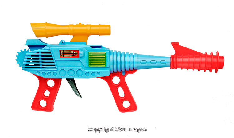 Colorful Toy Plastic Gun with Scope Isolated on White Background