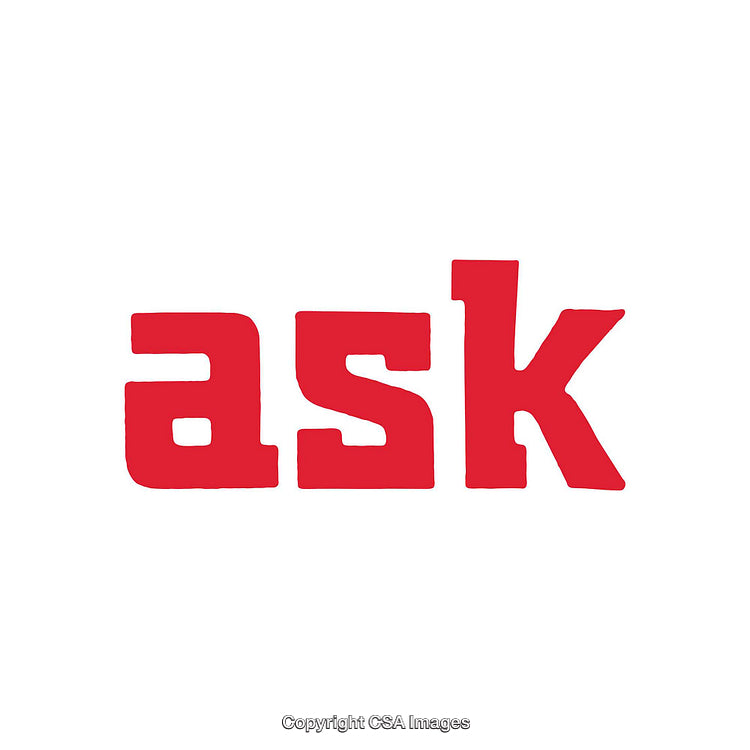 Minimalistic Red Text Featuring the Word Ask on a White Background