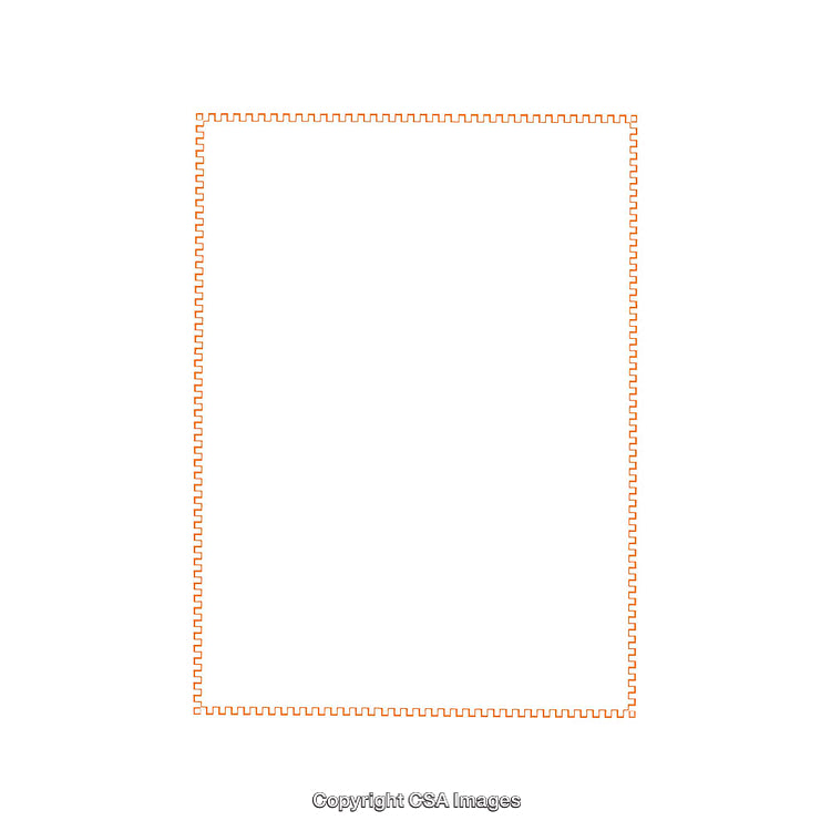 Decorative Orange Frame with Geometrically Styled Borders on a White Background