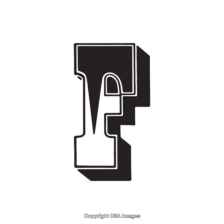 Artistic Monochrome Illustration of the Letter F with Shadowed Design