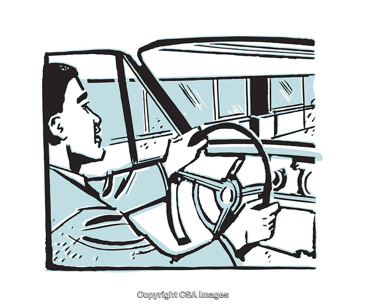 Retro Illustration of a Person Driving a Vehicle