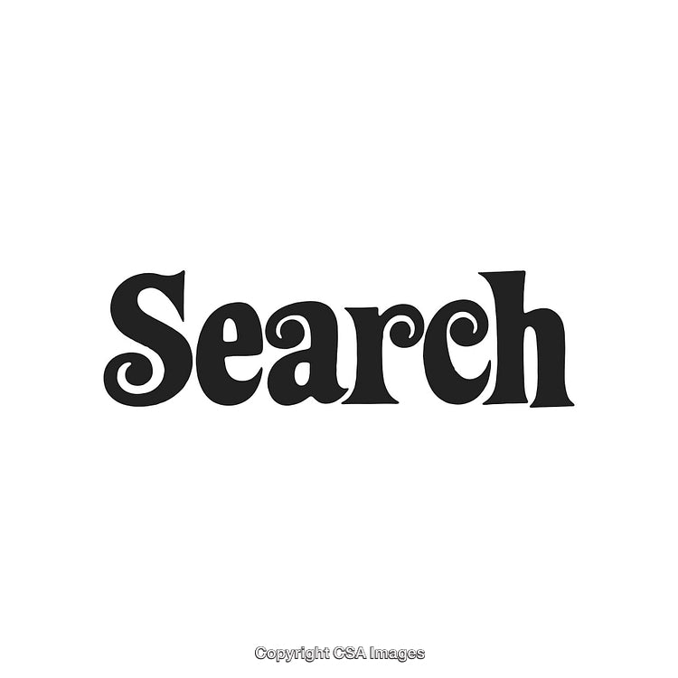 Stylized Search Word Illustration in Whimsical Font on White Background