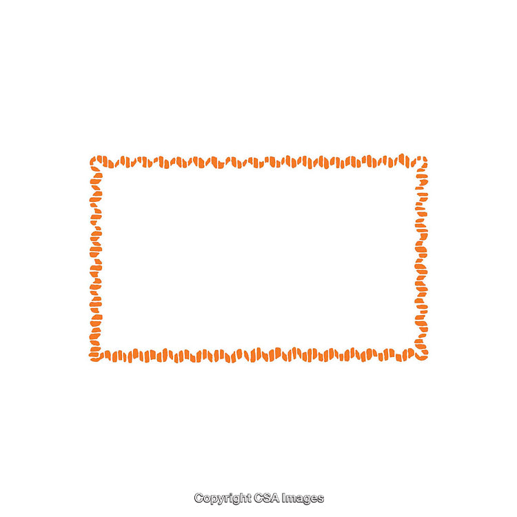 Orange Artistic Rectangle Frame Composed of Geometric Patterns Isolated on White Background