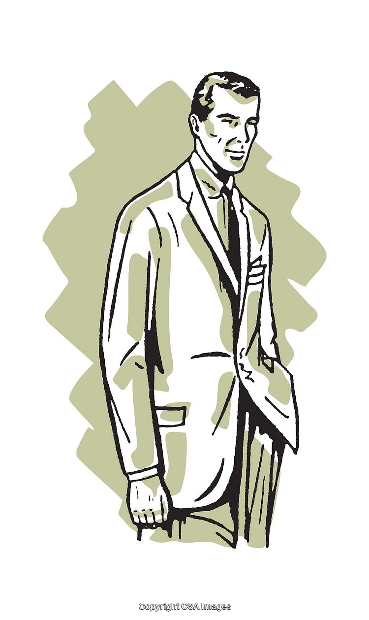 Retro Illustration of a Man in a Suit with a Stylish Pose