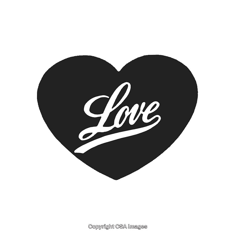 Black Heart Symbol With Love Text in Elegant Script Style