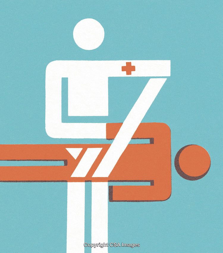 Abstract Illustration Depicting Medical Assistance with a Minimalistic Design