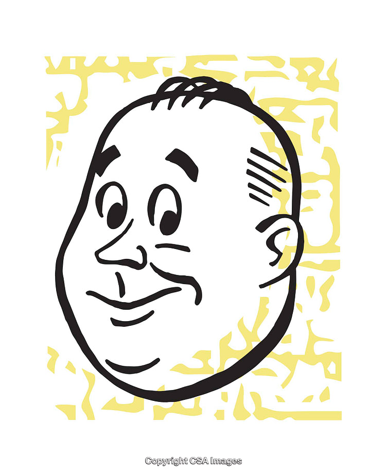Retro Cartoon Illustration of a Smiling Man's Face with Distinct Features