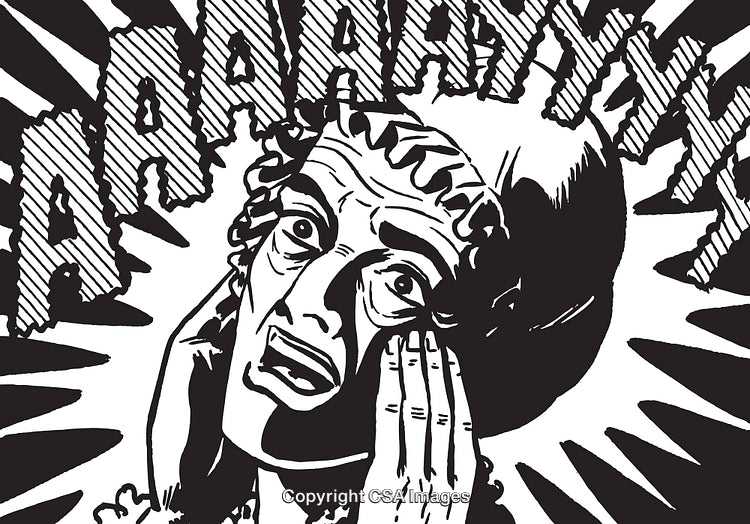 Retro Comic Art Depicting Surprise and Panic with Bold Expression