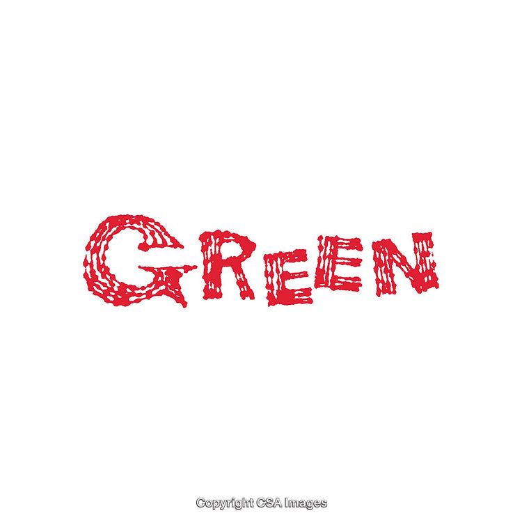 Red Text Art Depicting the Word Green for Visual Contrasts