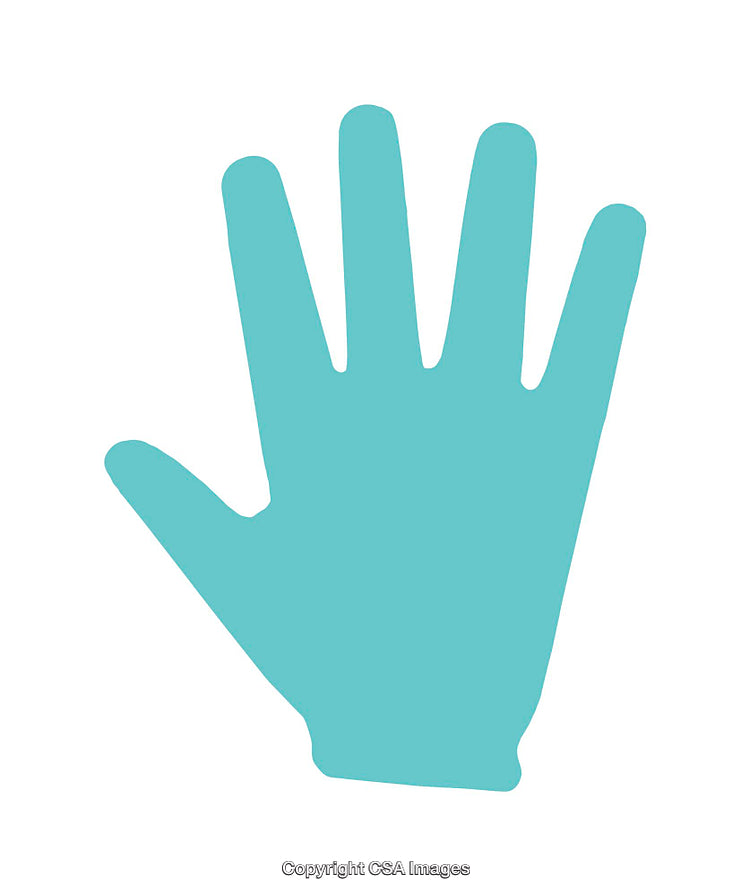 Minimalistic Blue Handprint Silhouette on White Background Icon