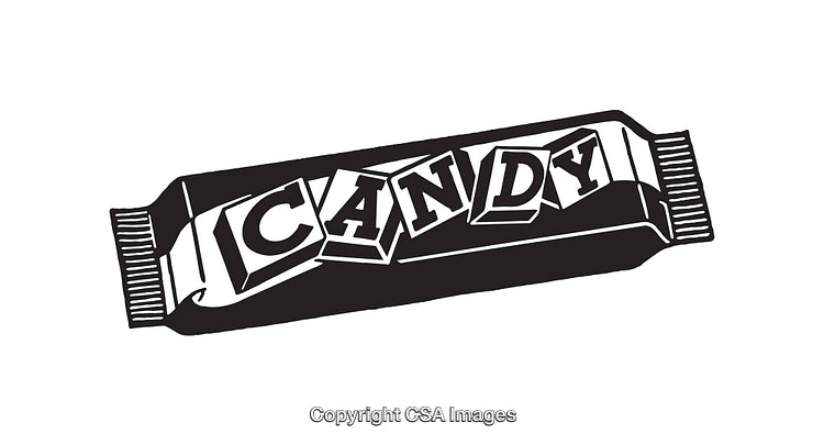 Black and White Line Art of Candy Wrapper Illustration