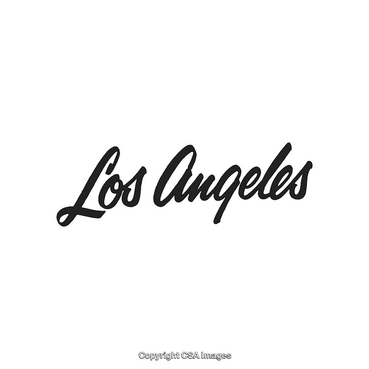 Stylized Black Handwritten Los Angeles Calligraphy on White Background