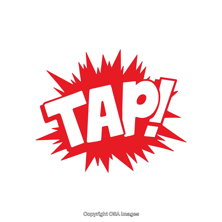 Red Comic-Style Text Symbolizing Action with Tap Exclamation