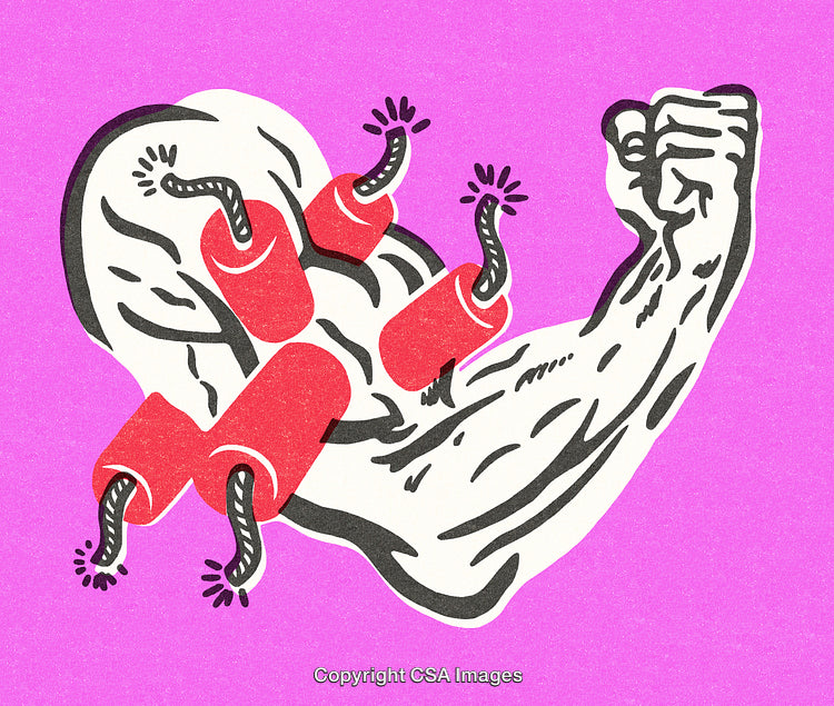 Conceptual Artwork Merging Strength and Danger Using a Bold Illustration