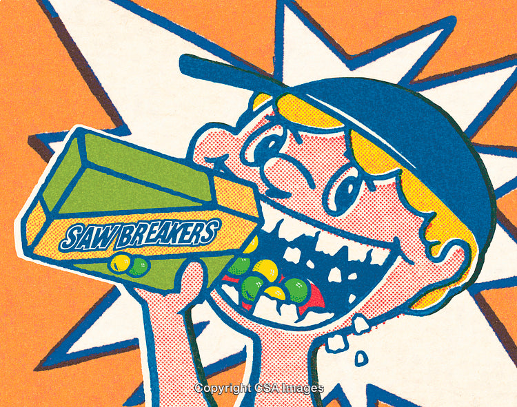 Retro-Style Illustration of a Candy Product Advertising Concept