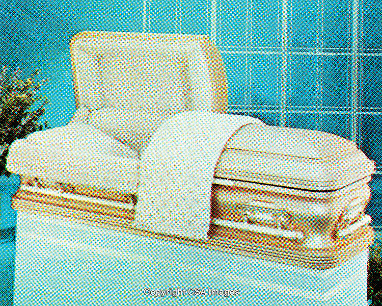 Stylized Golden Casket with Quilted Interior and Comforting Design Details