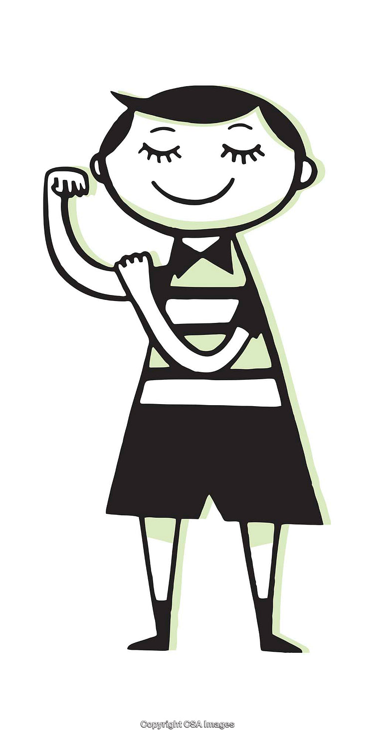 Colorful Illustration of a Confident Child Flexing Their Arms in Strength