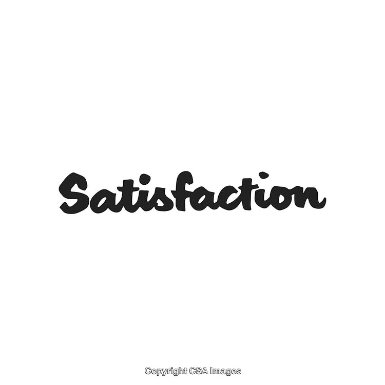 Black Cursive Typography Highlighting the Positive Word 'Satisfaction'